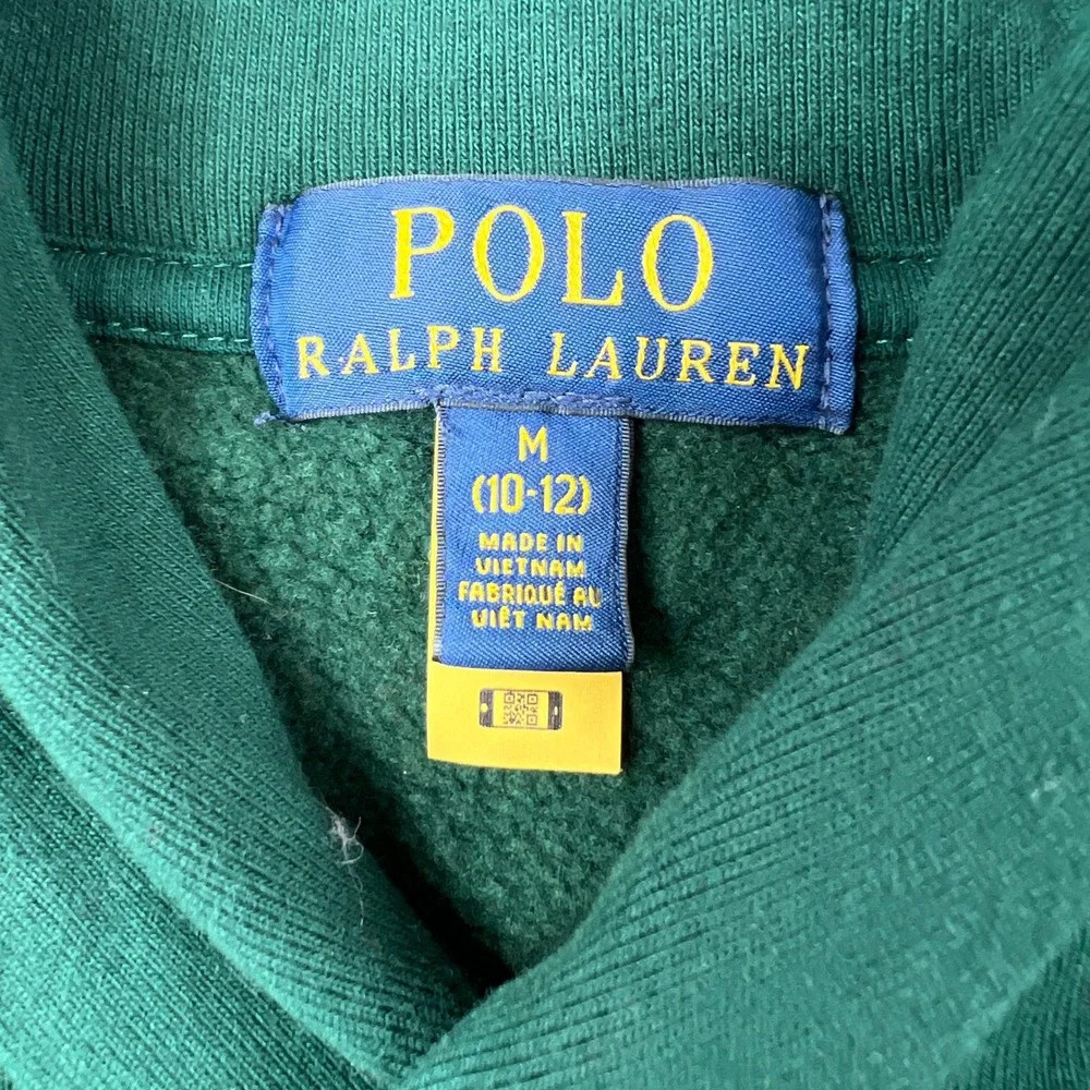 Ralph Lauren Kids Green Black Watch Plaid Mock Neck‎ Fleece Sweatshirt Boys M